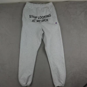 Vintage Champion Sweatpants Mens S Gray Casual Athletic 90s Stop Looking At My - Picture 1 of 19