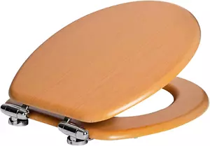 Soft Close Toilet Seat - Beech - Pack of 1 - Oval-Shaped Wooden Toilet Seat Anti - Picture 1 of 7