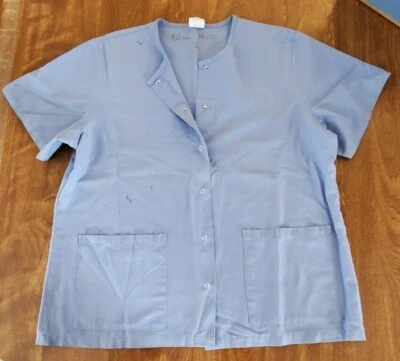 Camisa Exfoliante Manga Corta Cierre a Presión Talla L Azul Algodón/Poliéster Edw Hosp Muy Cómoda Foto 1 de 4