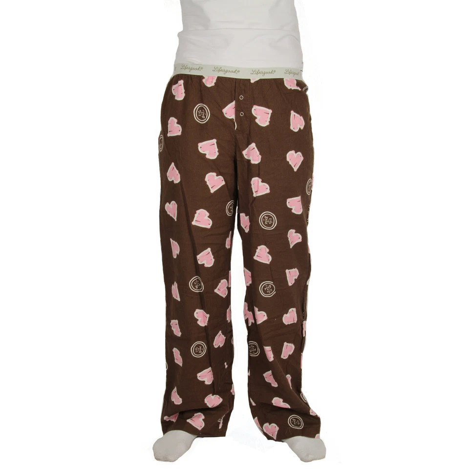 Pijama Life is Good chocolate escuro marrom rosa corações calças lounge dormir PJs novo com etiquetas - Imagem 1 de 1