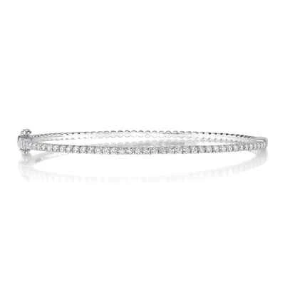 14K White Gold Diamond Bangle bracelet Crown Setting Natural Round Cut 0.84 CT - Image 1 of 4