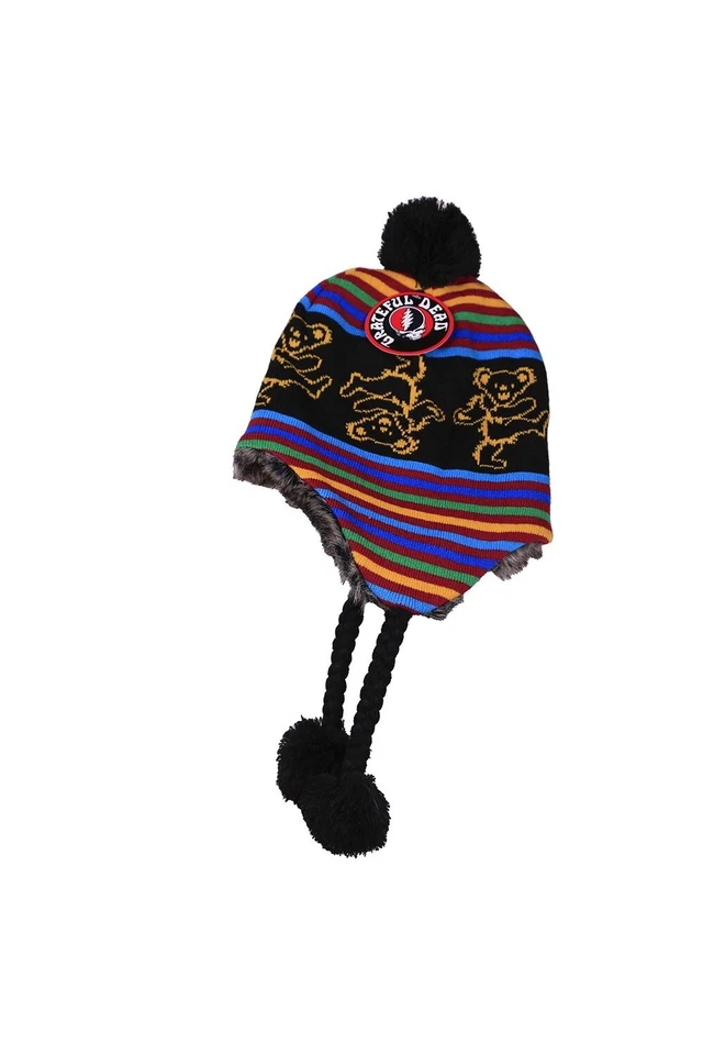 SOMBRERO DE ESQUÍ AGRADECIDO DEAD-BEARS CON SOLAPAS NEGRO-BEANIE-con forro de piel sintética, talla se adapta a la mayoría Foto 1 de 1