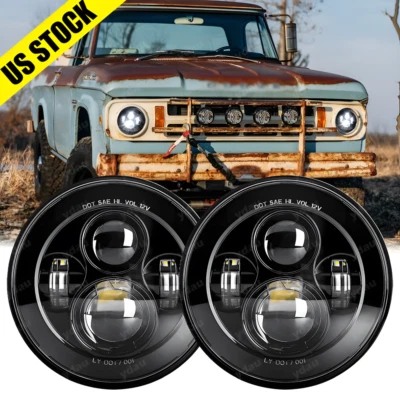 Faros LED redondos de 7 pulgadas para camioneta Dodge D100 D200 D300 haz sellado alto/bajo 2x Foto 1 de 4