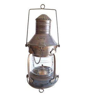 Antique Anchor Oil Lamp Brass Copper Nautical Ship Lantern Boat Light 21”x 11” - Picture 1 of 12