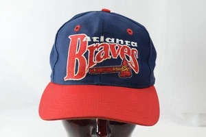 Atlanta Braves Fitted Hat, Cap, Old Wordmark Logo, Blue and Red 7 1/8 - Picture 1 of 12