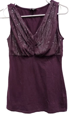 Camiseta sin mangas Babydoll púrpura con lentejuelas talla pequeña Y2K Express de colección para mujer Foto 1 de 4