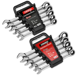 Set di chiavi a cricchetto da 10 pezzi Set di chiavi a cricchetto SAE e metriche con Rack Organiz... - Foto 1 di 5