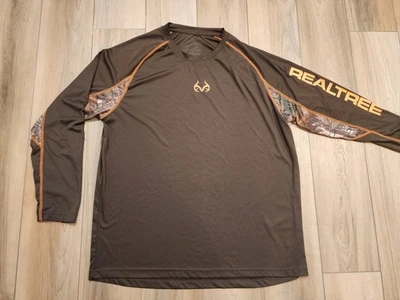 Realtree Dri-Fit Long Sleeve Shirt Lightweight Brown Camo Logo Men's Size XXL - Image 1 of 4