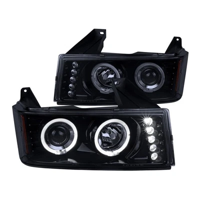 Fit 2004-2012 Chevy Colorado Glossy Black LED Halo Projector Headlights Lamps - Image 1 of 4