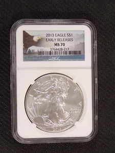 2013 AMERICAN SILVER EAGLE 1oz .999 FINE SILVER NGC GRADED MS70 $1 COIN USA - Picture 1 of 2