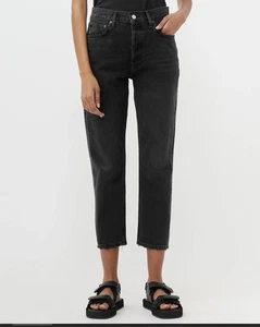 Agolde Riley Jeans Damen 26 Schwarz High Rise Straight Leg Crop Dark Wash - Bild 1 von 13