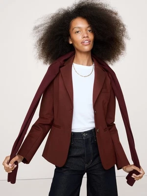 Blazer Banana Republic L Grande Slim Everywhere Ponte Redwood Borgoña! Foto 1 de 4