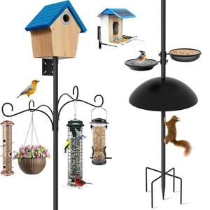 92" Heavy Duty Bird Feeder Pole for Outdoors – Adjustable Birdhouse Stand wit... - Picture 1 of 8