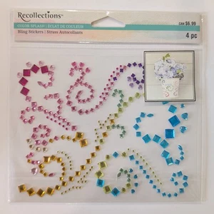 Recollections Color Splash Swirls Rhinestone Bling Scrapbook Craft Stickers RARE - Picture 1 of 3