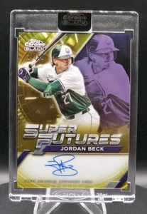 Topps 2025 cromo negro Super Futures Jordan Beck refractor dorado 24/50 automático radiocontrol - Imagen 1 de 5