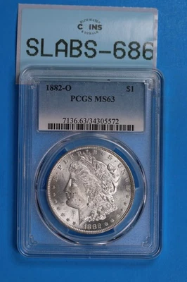 1882-O $1 dólar de plata Morgan graduación profesional MS63 BU TIPO LOSA DE MONEDA-686 Foto 1 de 2