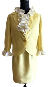 Tuta gialla anni 60 3 pezzi giacca smanicata top abito da sposa, trousseau - Foto 1 di 19