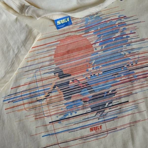Vintage Hobie Sun Sportswear Mens L T Shirt Single Stitch Yellow Short Surf 80s - Picture 1 of 9