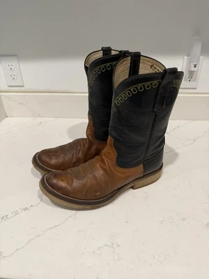 Мужские двухцветные кожаные ковбойские сапоги Rios of Mercedes размер 11 D (винтажные) - Изображение 1 из 4