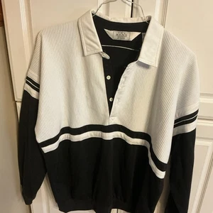 Herren Store Sears Hemd Langarm 1/2 Knopf. Bündchen unten schwarz/weiß Größe XL - Bild 1 von 3