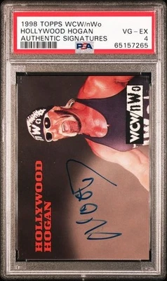 Hollywood Hulk Hogan 1998 Topps WcW/nWo Auto Authentic Signatures Pop 1 PSA 4 - Image 1 of 2