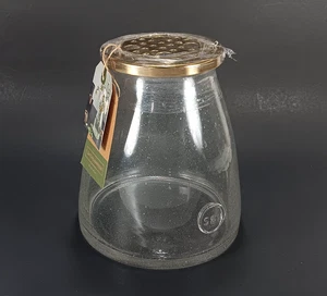 Smith & Hawken Blown Glass Vase w/Brass Flower Frog Lid Floral Arrangement NEW - Picture 1 of 12