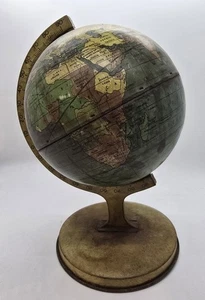 Vintage J. Chein Tin Litho World Globe Rotating Destop Earth Map - Picture 1 of 6