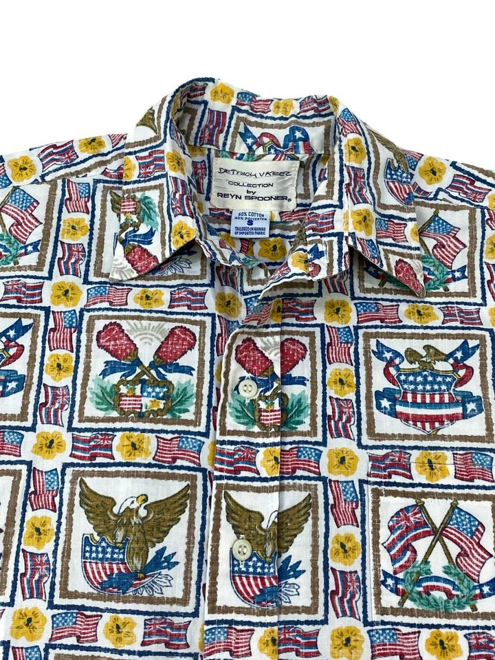 Reyn Spooner Hawaiian Shirt S Men's Dietrich Varez July of 4th Made in Hawaii - Image 1 of 4