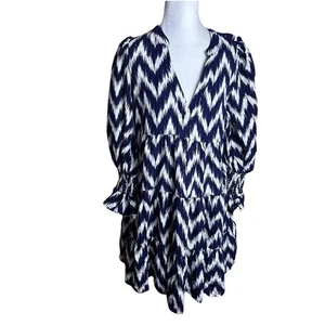 Tuckernuck Pomander Place Navy Ikat Kenzo Stufen Mini Dress Navy/White Gr. S - Bild 1 von 11