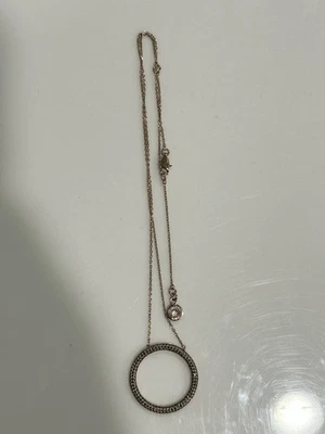 Michael Kors Rose Gold Tone Pave Circle Pendant Necklace 16" With 4" Extender - Image 1 of 2