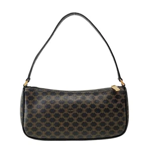 CELINE Macadam Triomphe Black Leather Shoulder Bag - Picture 1 of 13