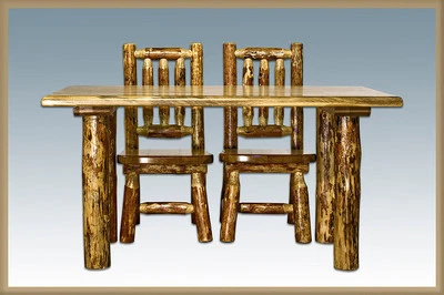 JUEGO DE MESA Y SILLAS RÚSTICAS DE MADERA PARA NIÑOS Hecho por Amish LOG Muebles Niño Pequeño Foto 1 de 4