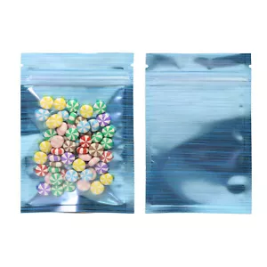 100 bolsas de bloqueo con cremallera transparente y azul de lámina estriada de 2,75x4 pulgadas (envío gratuito de 2 días) - Imagen 1 de 3