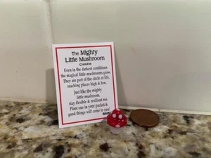 Ganz  "The Mighty Mushroom" Glass - Very Small - 5/8" H Fairy Garden/Luck Charm - Picture 1 of 4