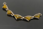 925 Sterling Silver - Vintage Cabochon Cut Amber Linked Drop Pendant - Pt10925