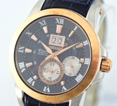 Новый аккумулятор [почти как новый] SEIKO Premier 7D56-0AB0 кинетический 100 м мужские часы - Изображение 1 из 4