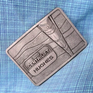 Hughes Centrilift Promo Belt Buckle Drilling Oilfield Service Vtg 70s TPG.SHY181 - Picture 1 of 8