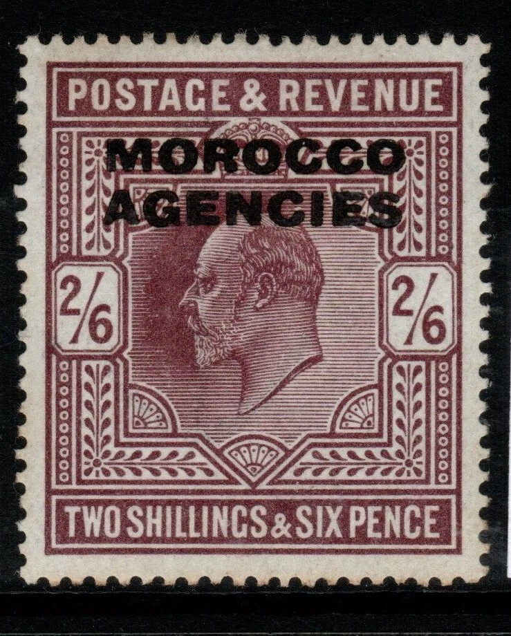 MARRUECOS AGENCY SG41 1913 2/6 OPACO ROJIZO PÚRPURA MTD COMO NUEVO Foto 1 de 1