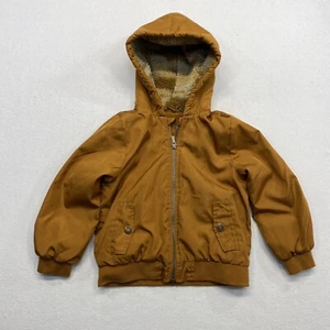 Carters Zip Up Hoodie Boys Size 5  Gold Brown Fleece Lined Hood  - Picture 1 of 10