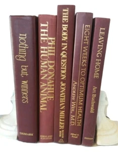 5 Burgundy + Gold Books Modern Hardcover Decorative Bookshelf Decoration Staging - Picture 1 of 7