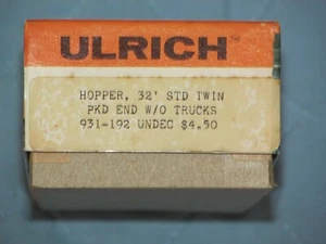 Ulrich~HO Scale~HOPPER 32' STD TWIN PKD END w/o Trucks~#931-192~Opened Box~NEW - Picture 1 of 3