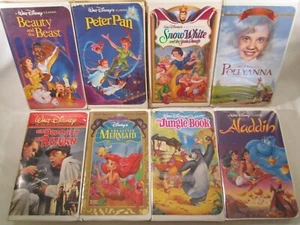 Lot of 8 VHS DISNEY CARTOONS Snow White ALADDIN Little Mermaid JUNGLE BOOK [10R4 - Picture 1 of 1