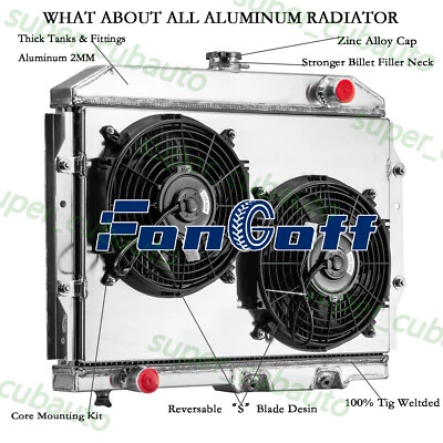 #CC407 3Rows Radiator+Shroud Fan For 1963-1974 AMC Javelin AMX Rambler V8 GAS Foto 1 de 4