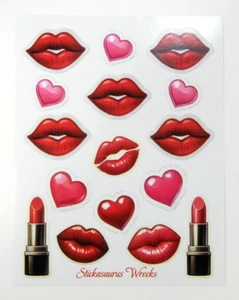 Lips Hearts & Lipsticks Sticker Sheet - Bild 1 von 3
