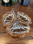 1930s Candy trinket Dish Depression glass Jeanette Doric marigold pansy amber