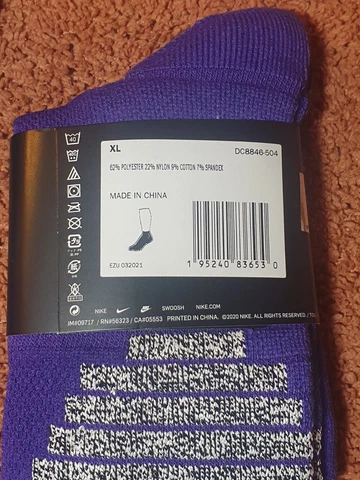 Nike NBA Authentics Los Angeles Lakers Team Issued Purple Socks 75th Anniversary Cover
