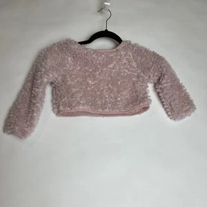 Pippa & Julie Sweater 6 Girl Cropped Faux Fur Pullover 3/4 Sleeve - Picture 1 of 2