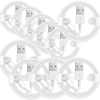 Pack of 10 iPhone Fast Charger Cable Lead For 6 7 8 X XS XR 11 12 13 14 Pro Max - Image 1 of 4