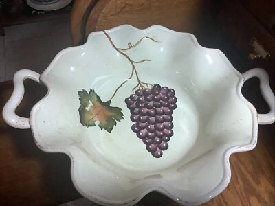 14” Round Handed Bowl Villa Grande, Height 3 7/8 Crafted In China By Tabletops U - Image 1 of 4