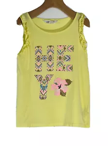 Camiseta sin mangas amarilla H&M para niñas con estampado tropical y aztez talla 8-10 - Imagen 1 de 3